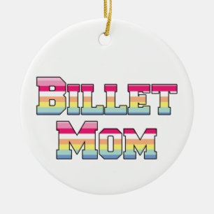 Hockey Billet Mom Pastel Stripes Ceramic Ornament