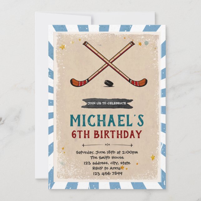 Hockey birthday invitation (Front)