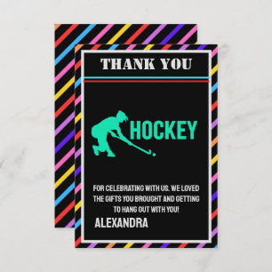 Hockey Birthday Party, Hockey Girl Player  Thank You Card