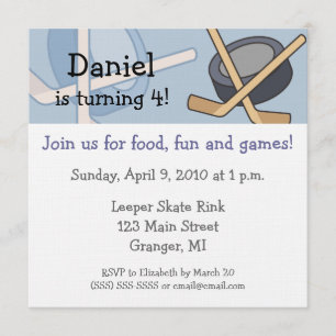 Hockey Birthday Party Invitations 5.25x5.25 in