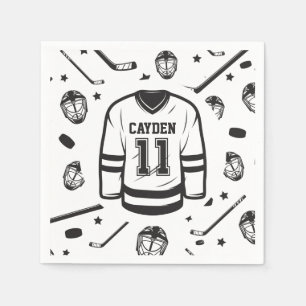 Hockey black and White 11th Birthday Napkin