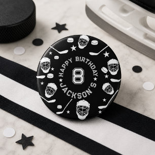Hockey black and White Themed Kids Birthday Party 3 Cm Round Badge