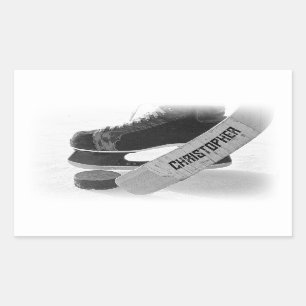 Hockey Black Skates Personalised Rectangular Sticker
