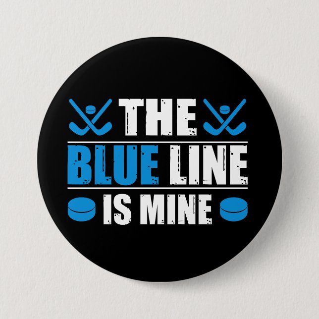 Hockey Blue Line  7.5 Cm Round Badge (Front)