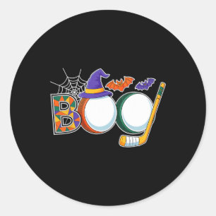 Hockey Boo Creepy Halloween Costume Pumpkin Hockey Classic Round Sticker