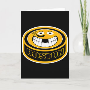 Hockey Boston M. Funny Kid Adult Puck Smile Face G Card
