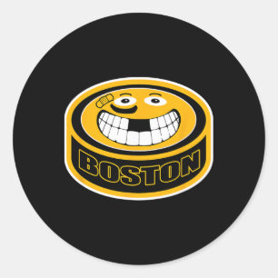 Hockey Boston M. Funny Kid Adult Puck Smile Face G Classic Round Sticker