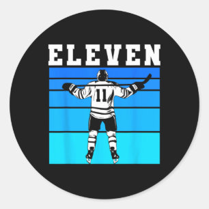 Hockey Boy 11th Birthday Eleven Ice Hockey Birthda Classic Round Sticker