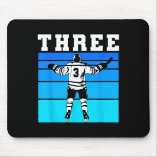 Hockey Boy 3rd Birthday Three Ice Hockey Birthday  Mouse Pad