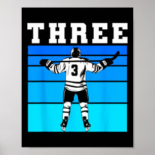 Hockey Boy 3rd Birthday Three Ice Hockey Birthday Poster