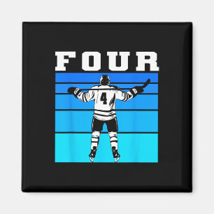 Hockey Boy 4th Birthday Four Ice Hockey Birthday P Magnet