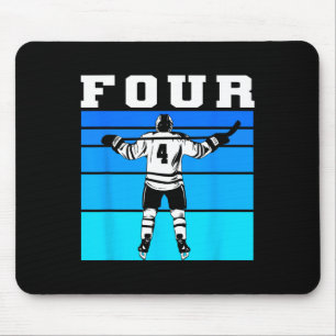 Hockey Boy 4th Birthday Four Ice Hockey Birthday P Mouse Pad