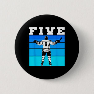 Hockey Boy 5th Birthday Five Ice Hockey Birthday P 6 Cm Round Badge