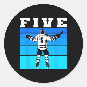 Hockey Boy 5th Birthday Five Ice Hockey Birthday P Classic Round Sticker