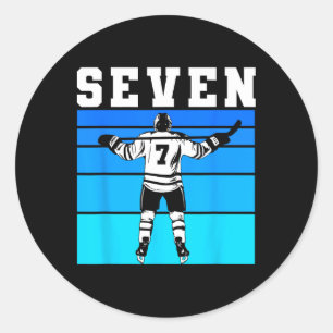 Hockey Boy 7th Birthday Seven Ice Hockey Birthday Classic Round Sticker
