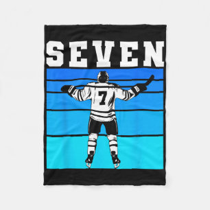 Hockey Boy 7th Birthday Seven Ice Hockey Birthday Fleece Blanket