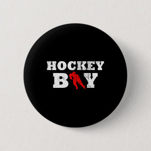 Hockey Boy Player Silhouette Sport Gift 6 Cm Round Badge