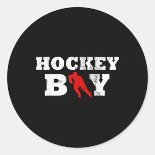Hockey Boy Player Silhouette Sport Gift  Classic Round Sticker