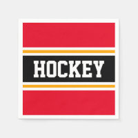 HOCKEY Bright Red Black White Racing Stripes