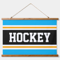 HOCKEY Bright Sky Blue Black White Yellow Stripes