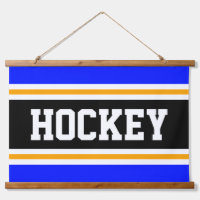 HOCKEY Bright Vivid Blue Black Yellow Stripes