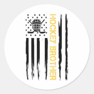 Hockey Brother Hockey Player Usa Flag Classic Round Sticker