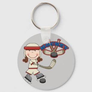 HOCKEY - Brunette Girl Tshirts and Gifts Key Ring