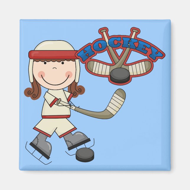 HOCKEY - Brunette Girl Tshirts and Gifts Magnet (Front)