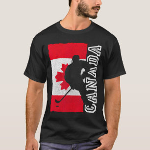Hockey Canadian Patriotic Flag  T-Shirt