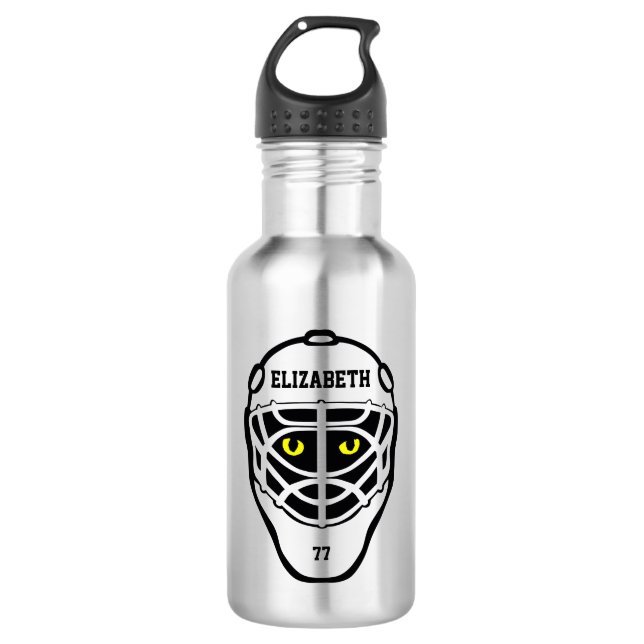 Hockey Cat Eyes Helmet Water Bottle (Front)