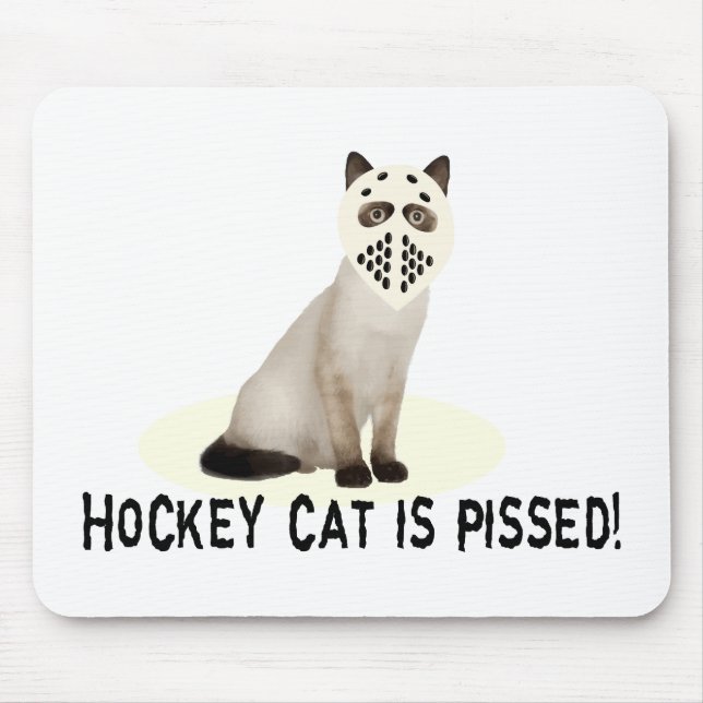 Hockey Cat Pissed Mouse Pad (Front)