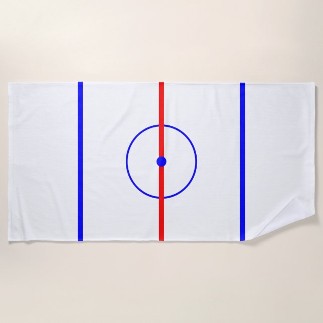 Hockey Centre Ice & Blue Lines Beach Towel (Front)