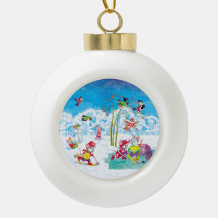 hockey ceramic ball christmas ornament