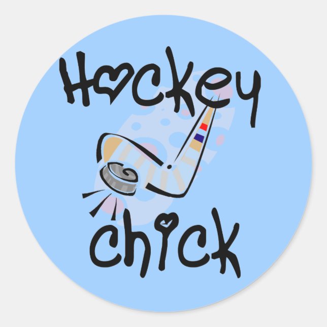 Hockey Chick Tshirts and Gifts Classic Round Sticker (Front)