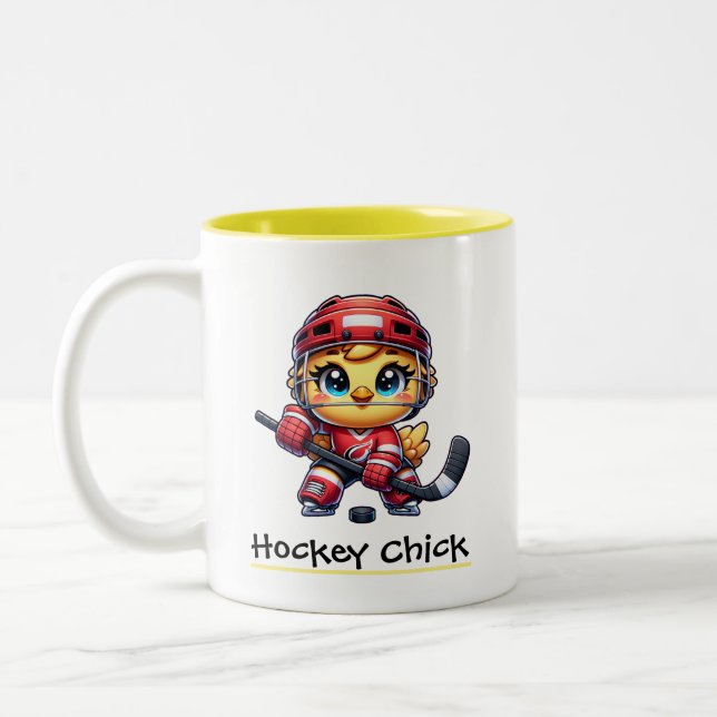 Hockey Chick Two-Tone Coffee Mug (Left)