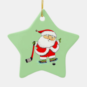 Hockey Christmas Ceramic Ornament