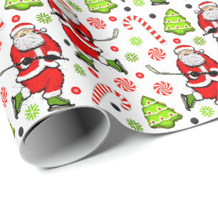 Hockey Christmas Gift Wrapping Paper