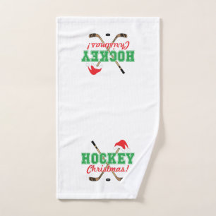 Hockey Christmas Hockey Sticks Santa Hat Hand Towel