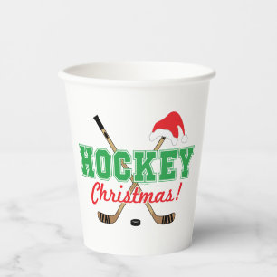 Hockey Christmas Hockey Sticks Santa Hat Paper Cups