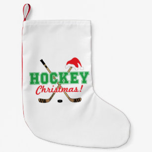 Hockey Christmas Hockey Sticks Santa Hat Small Christmas Stocking