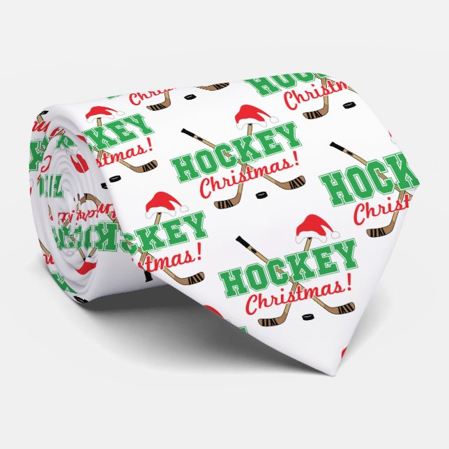 Hockey Christmas Hockey Sticks Santa Hat Tie (Rolled)