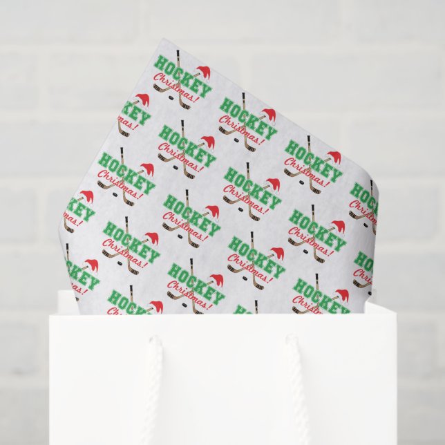 Hockey Christmas Hockey Sticks Santa Hat Tissue Paper (Gift Bag)