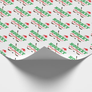 Hockey Christmas Hockey Sticks Santa Hat Wrapping Paper