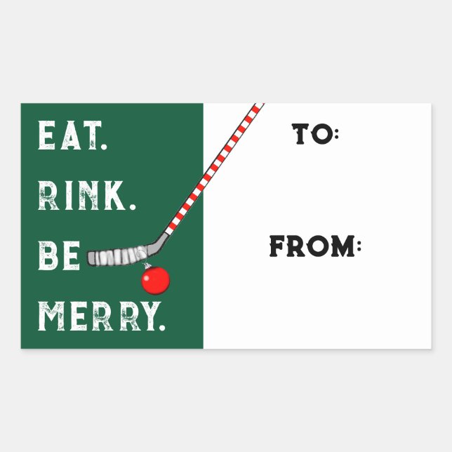 Hockey Christmas Holiday Gift Tags (Front)