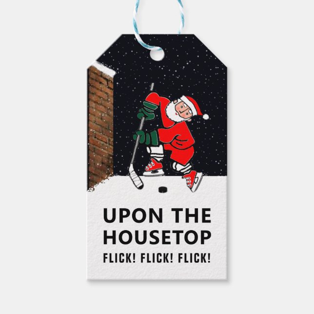 Hockey Christmas Holiday Gift Tags (Front)
