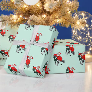 Hockey Christmas Holiday Gift Wrapping Paper