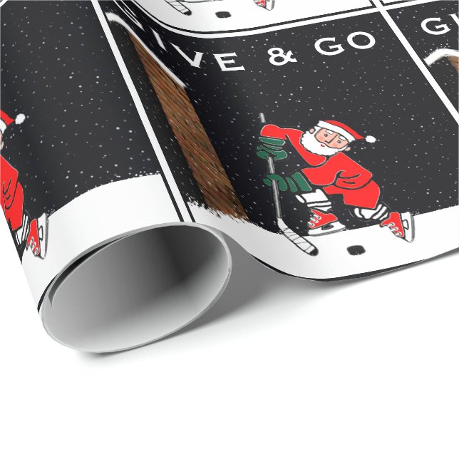 Hockey Christmas Holiday Gift Wrapping Paper (Roll Corner)