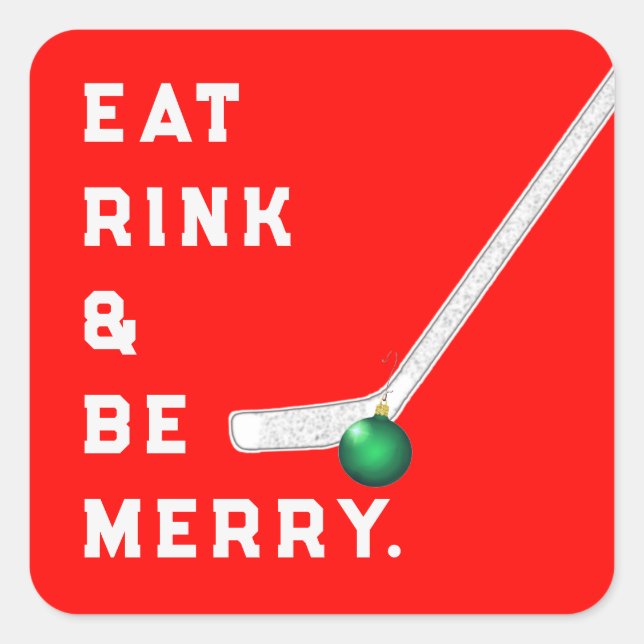 Hockey Christmas Holiday Square Sticker (Front)