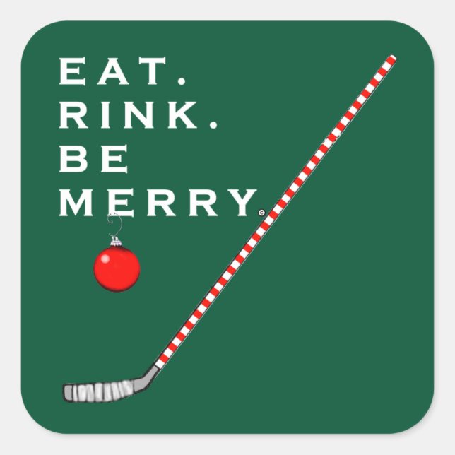Hockey Christmas Holiday Square Sticker (Front)