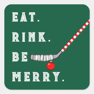 Hockey Christmas Holiday Square Sticker